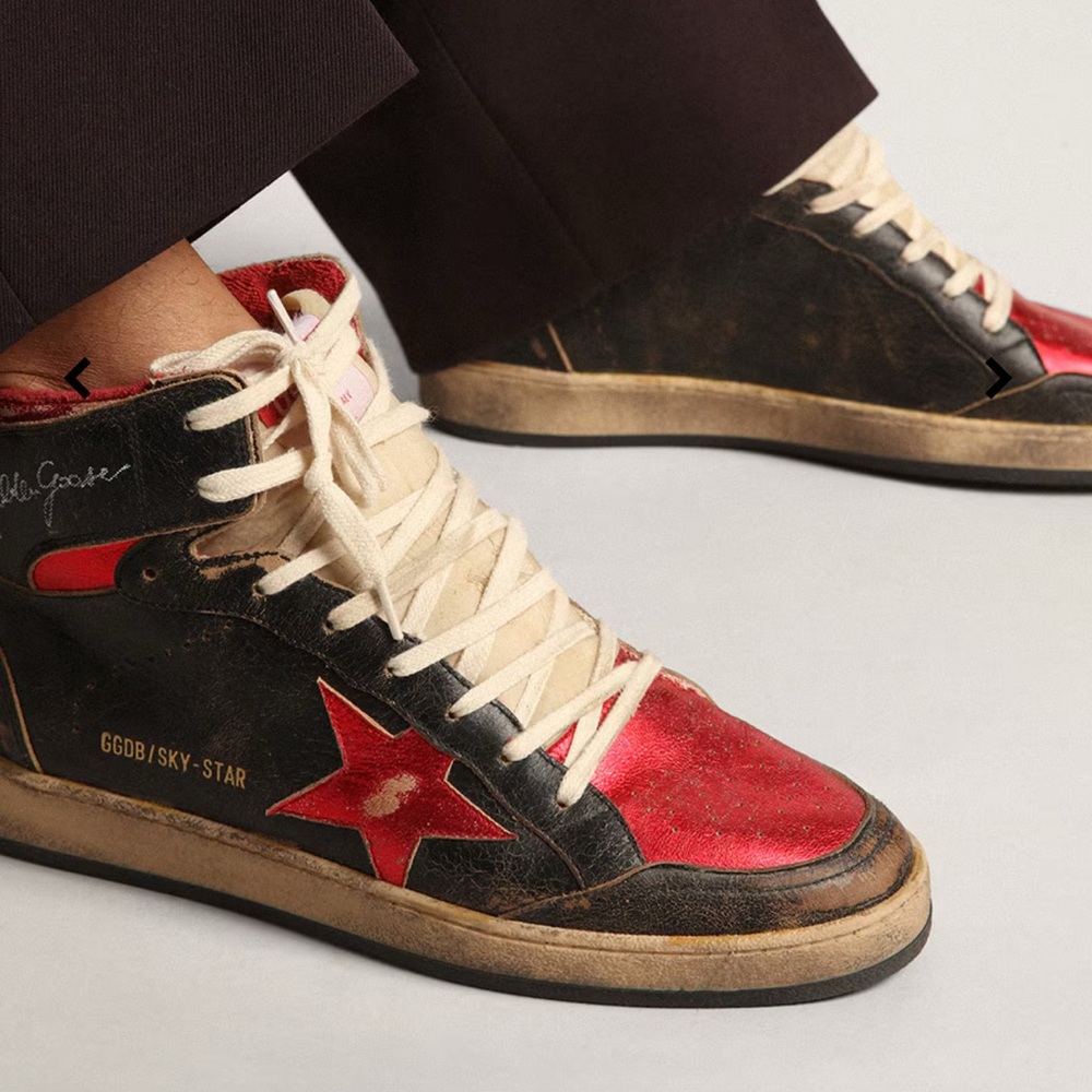 Golden Goose Red and Black High-Top Sneakers